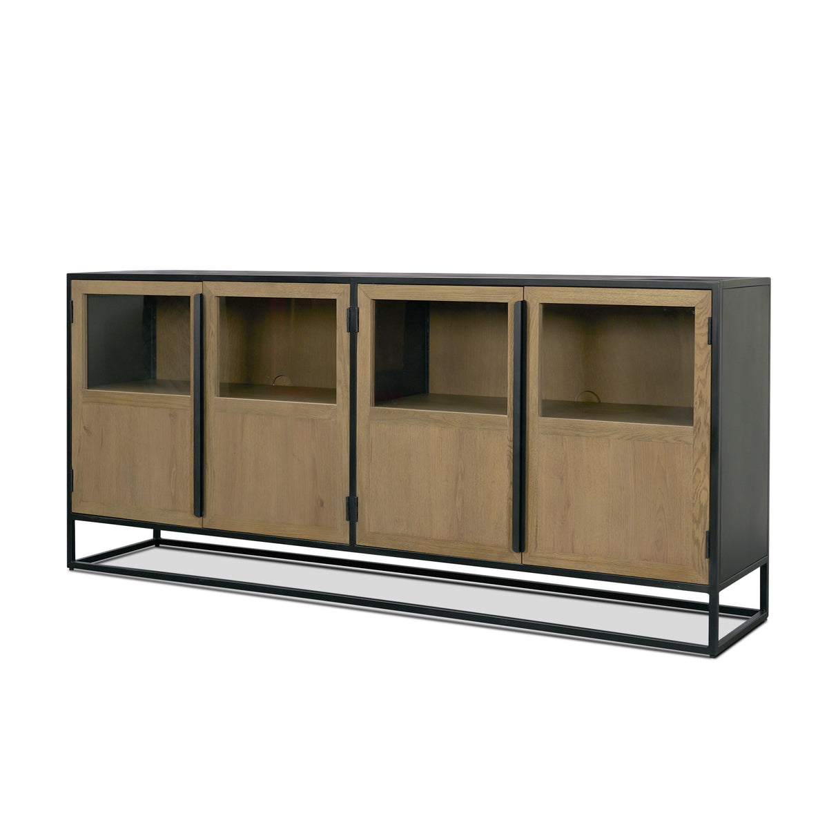 Sloan 80" Light Brown Wood W/Black Metal Frame Sideboard from Mercana - Luna Furniture