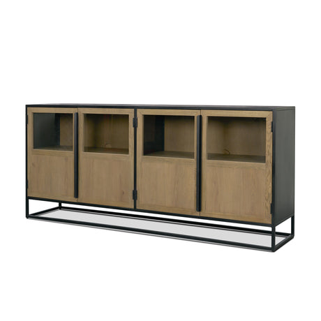 Sloan 80" Light Brown Wood W/Black Metal Frame Sideboard from Mercana - Luna Furniture