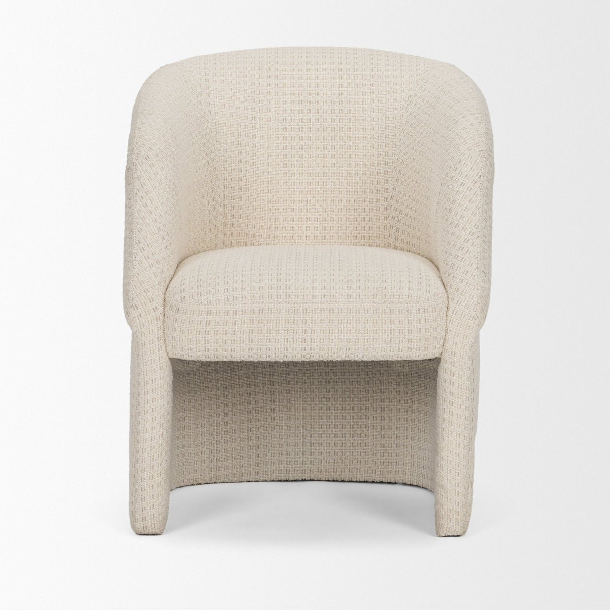 Curtis Cream Fabric Barrelback Half-Moon Base Dining Armchair from Mercana - Luna Furniture