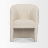 Curtis Cream Fabric Barrelback Half-Moon Base Dining Armchair from Mercana - Luna Furniture