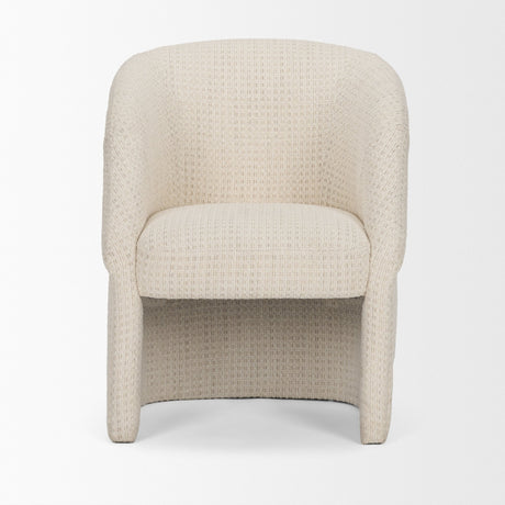 Curtis Cream Fabric Barrelback Half-Moon Base Dining Armchair from Mercana - Luna Furniture
