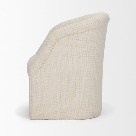 Curtis Cream Fabric Barrelback Half-Moon Base Dining Armchair from Mercana - Luna Furniture