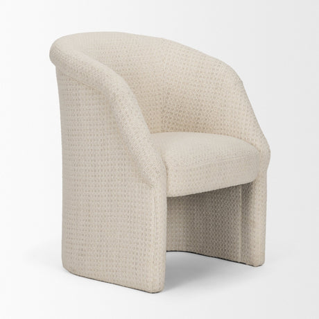 Curtis Cream Fabric Barrelback Half-Moon Base Dining Armchair from Mercana - Luna Furniture