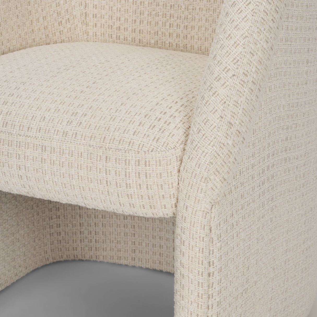 Curtis Cream Fabric Barrelback Half-Moon Base Dining Armchair from Mercana - Luna Furniture