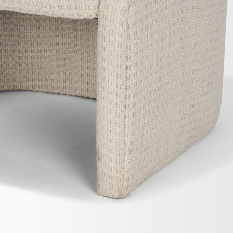 Curtis Cream Fabric Barrelback Half-Moon Base Dining Armchair from Mercana - Luna Furniture