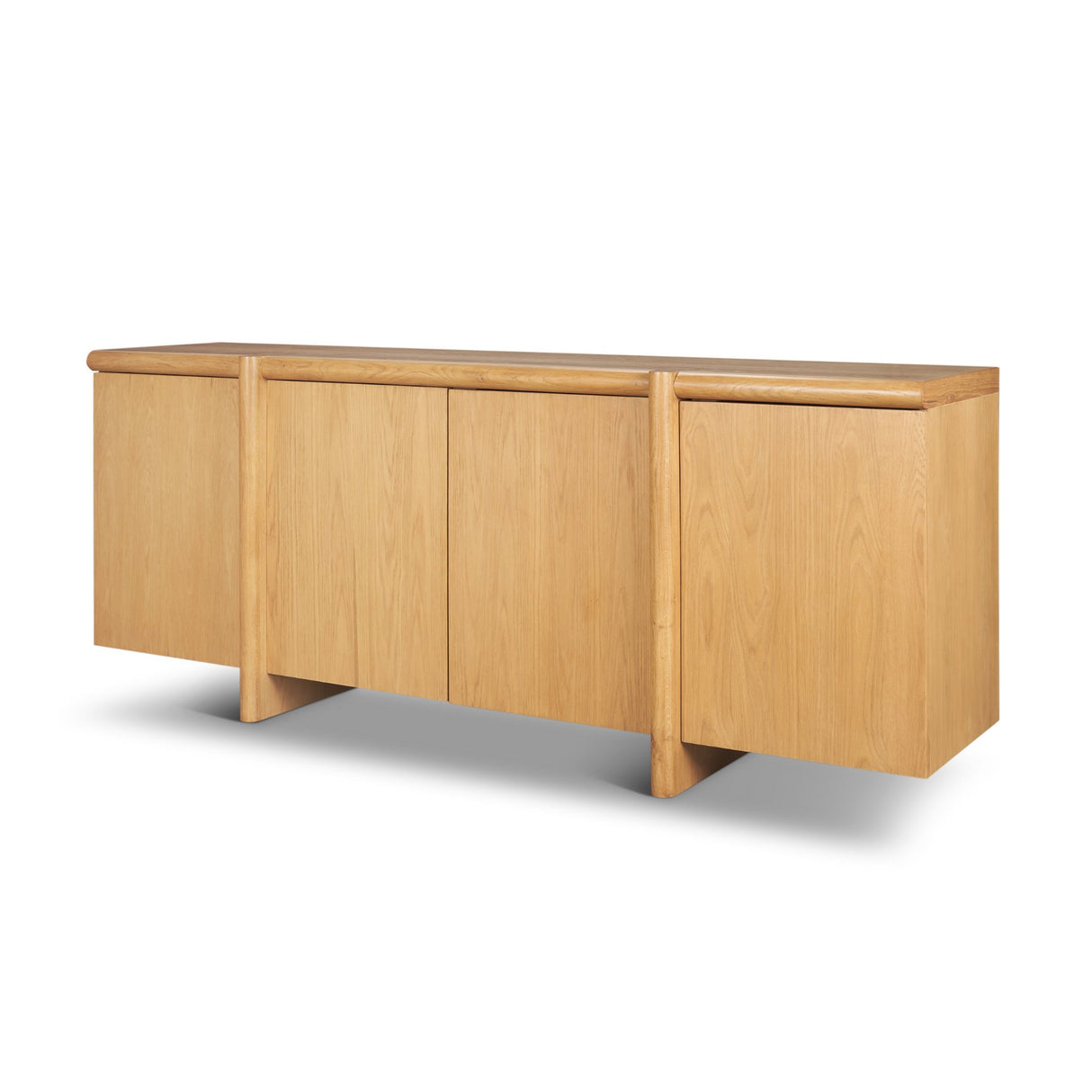 Rowan Light Brown Oak Wood Closed 4 Door Sideboard from Mercana - Luna Furniture