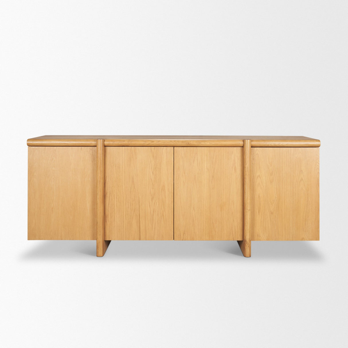 Rowan Light Brown Oak Wood Closed 4 Door Sideboard from Mercana - Luna Furniture