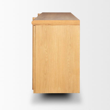 Rowan Light Brown Oak Wood Closed 4 Door Sideboard from Mercana - Luna Furniture