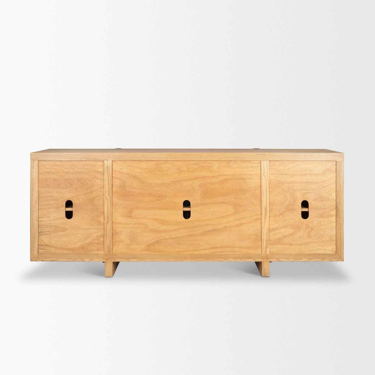 Rowan Light Brown Oak Wood Closed 4 Door Sideboard from Mercana - Luna Furniture