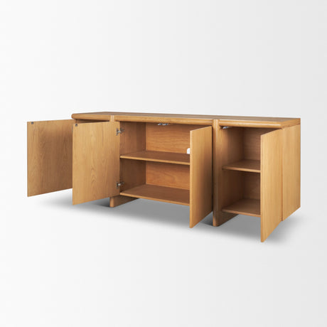 Rowan Light Brown Oak Wood Closed 4 Door Sideboard from Mercana - Luna Furniture