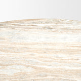 Marbrello 60" Pink Marble Top Espresso Brown Fluted Wood Round Dining Table from Mercana - Luna Furniture