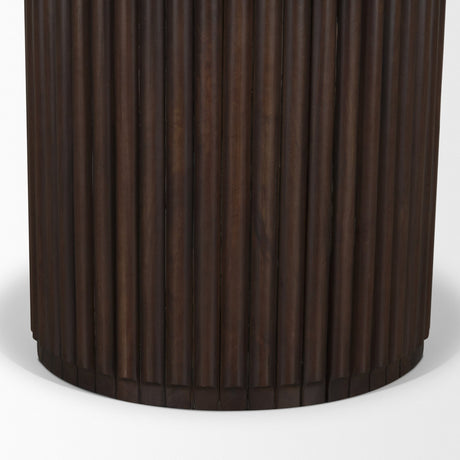 Marbrello 60" Pink Marble Top Espresso Brown Fluted Wood Round Dining Table from Mercana - Luna Furniture