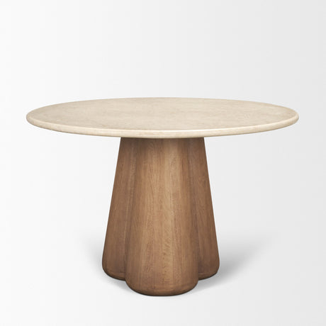 Marilyn 48" Botticino Marble W/ Light Brown Wood Base Dining Table from Mercana - Luna Furniture