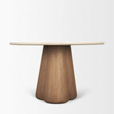 Marilyn 48" Botticino Marble W/ Light Brown Wood Base Dining Table from Mercana - Luna Furniture