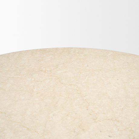 Marilyn 48" Botticino Marble W/ Light Brown Wood Base Dining Table from Mercana - Luna Furniture