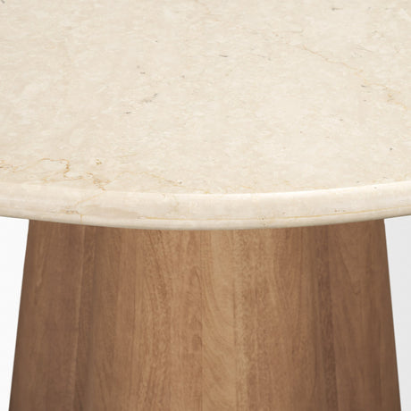 Marilyn 48" Botticino Marble W/ Light Brown Wood Base Dining Table from Mercana - Luna Furniture