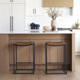 Taniel Brown Leather w/ Black Metal Counter Stool from Mercana - Luna Furniture