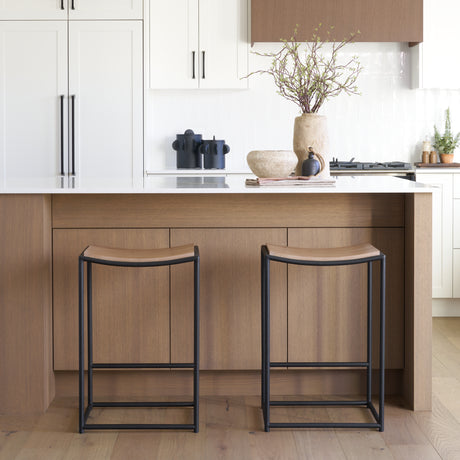 Taniel Light Brown Wood w/ Black Metal Counter Stool from Mercana - Luna Furniture