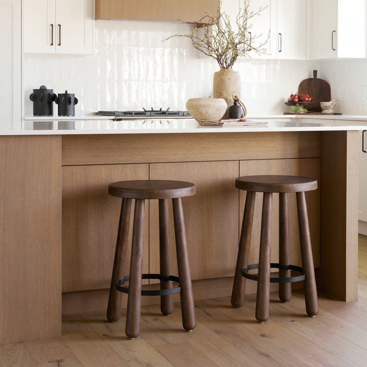 Weldon Dark Brown Wood w/ Matte Black Metal Counter Stool from Mercana - Luna Furniture