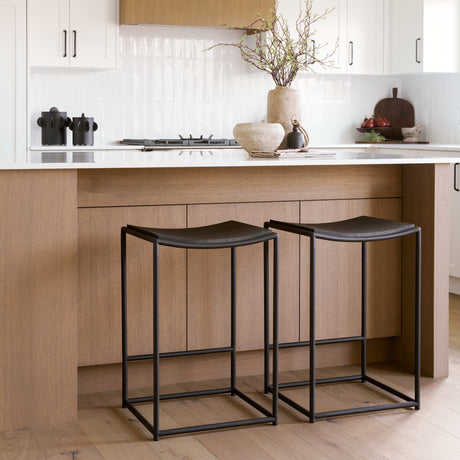 Taniel Textured Black Wood w/ Black Metal Counter Stool from Mercana - Luna Furniture