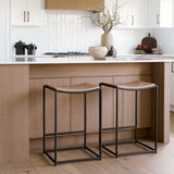 Taniel Light Brown Wood w/ Black Metal Counter Stool from Mercana - Luna Furniture