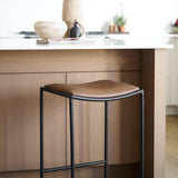 Taniel Brown Leather w/ Black Metal Counter Stool from Mercana - Luna Furniture