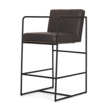 Stamford 36" Total Height Charcoal-Brown Leather Seat w/ Wood Back Metal Counter Stool from Mercana - Luna Furniture