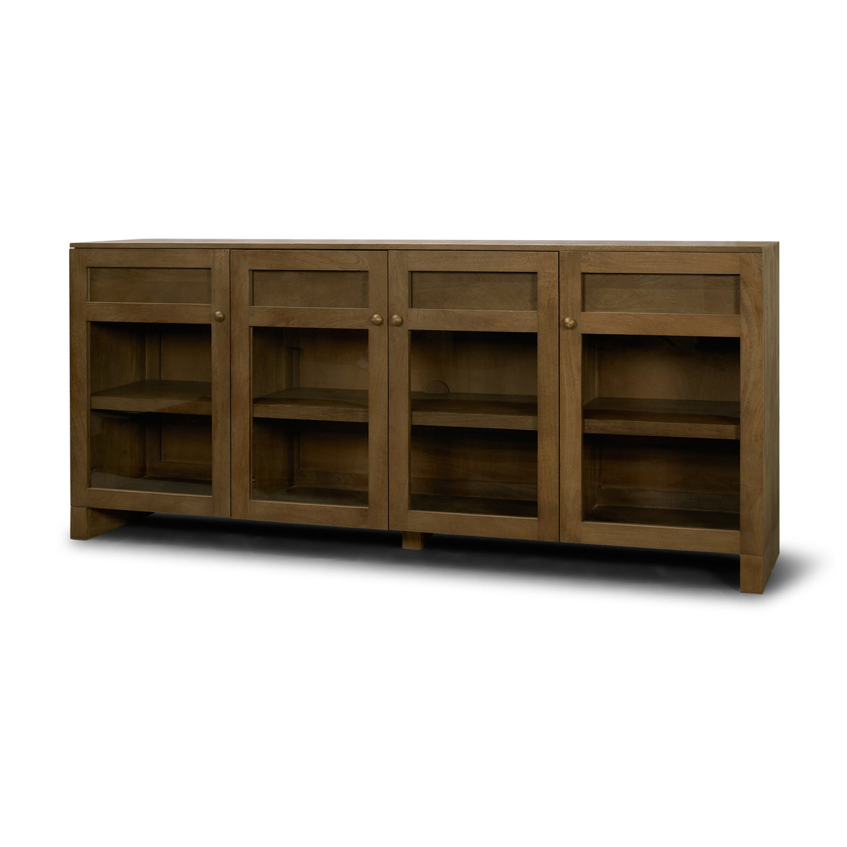 Suri Mid Brown Wood w/ Glass 4-Door Closed Sideboard from Mercana - Luna Furniture