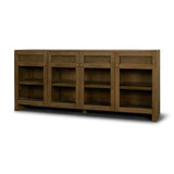 Suri Mid Brown Wood w/ Glass 4-Door Closed Sideboard from Mercana - Luna Furniture