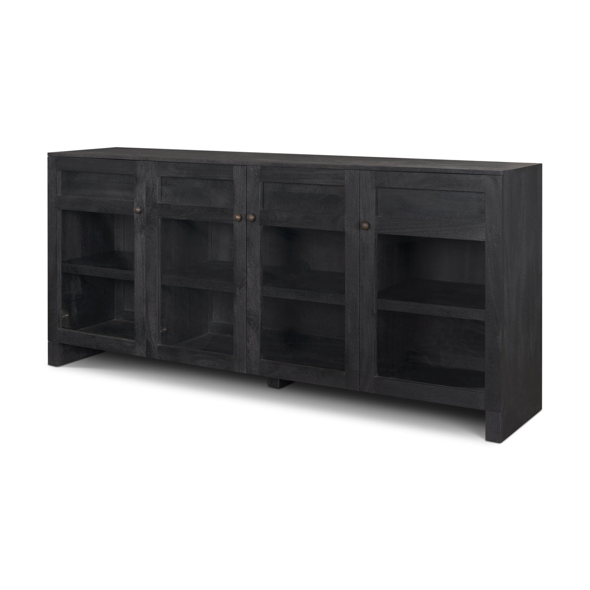 Suri Black Wood w/ Glass 4-Door Closed Sideboard from Mercana - Luna Furniture