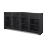 Suri Black Wood w/ Glass 4-Door Closed Sideboard from Mercana - Luna Furniture