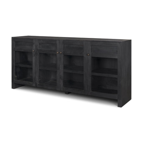 Suri Black Wood w/ Glass 4-Door Closed Sideboard from Mercana - Luna Furniture