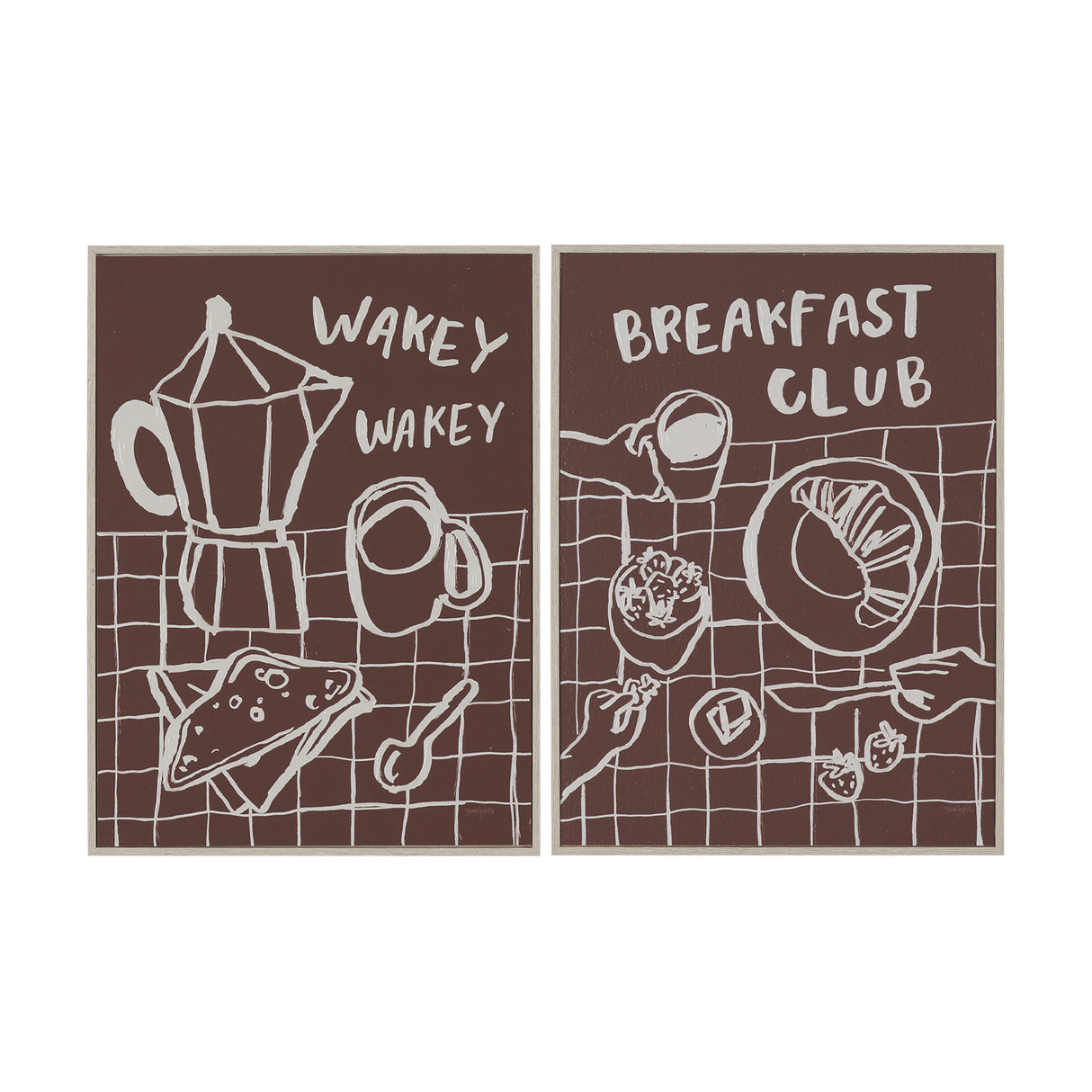Breakfast Doodles(Set 2) by Jenaya Jackson Hand-Embellished Texture Frame Artwork Matted under Glass from Mercana - Luna Furniture