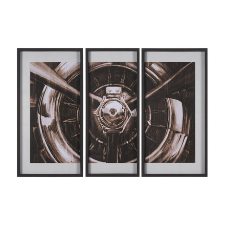 Vintage Propeller (Sepia) (Set of 3) by Ethan Harper Framed Artwork Matted under Glass from Mercana - Luna Furniture