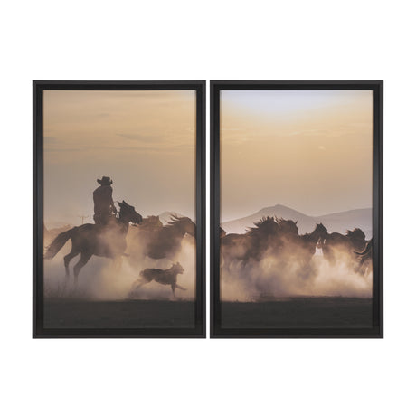 Dusty Herd Chase (Set of 2) by Ismail Atabek FramedPhoto Print Matted under Glass from Mercana - Luna Furniture