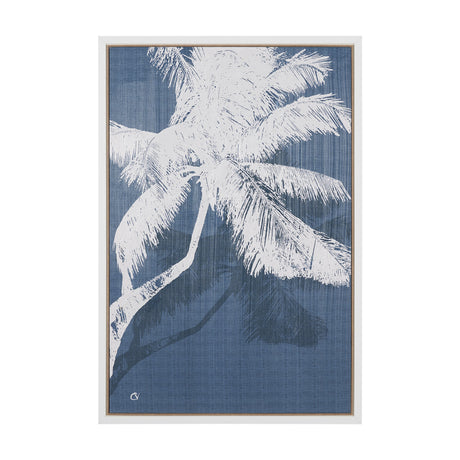 Palm Shadow II (Blue) by Mercana Studio Hand-Embellished Textured Framed Canvas Artwork from Mercana - Luna Furniture
