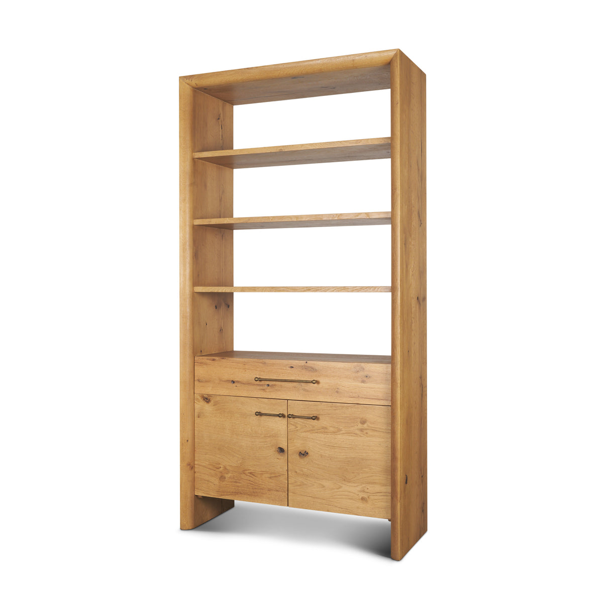 Belford 2-Door Open Light Brown Oak Wood Shelving Unit from Mercana - Luna Furniture