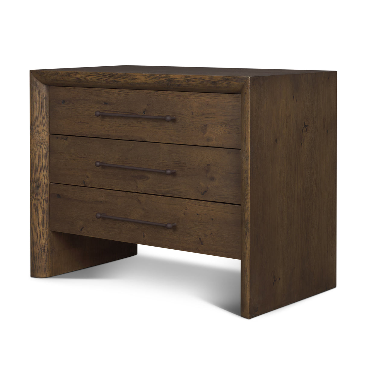 Belford 3-Drawer Dark Brown Oak Wood Closed Nightstand from Mercana - Luna Furniture