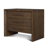 Belford 3-Drawer Dark Brown Oak Wood Closed Nightstand from Mercana - Luna Furniture