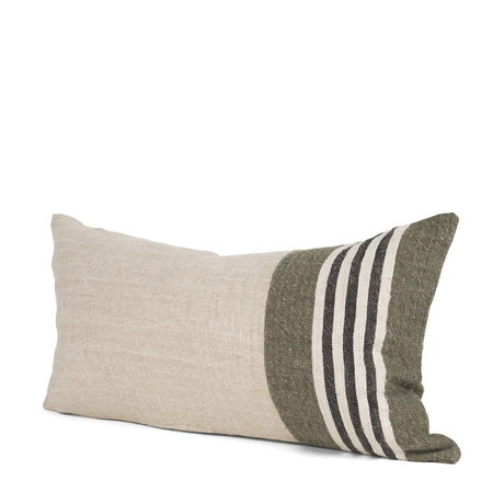 Hunter 14x26 Lumbar Oatmeal w/ Green Stripe Decorative Pillow Cover from Mercana - Luna Furniture