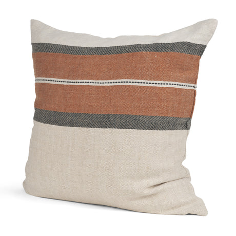 Mason 22x22 Square Cream w/ Orange Stripe Decorative Pillow Cover from Mercana - Luna Furniture