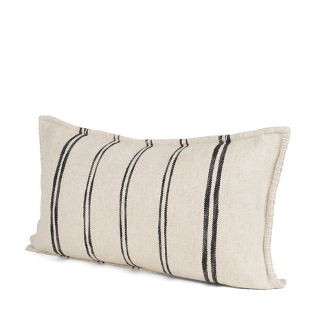 Liv 14x26 Lumbar Cream w/ Black Stripes Decorative Pillow Cover from Mercana - Luna Furniture