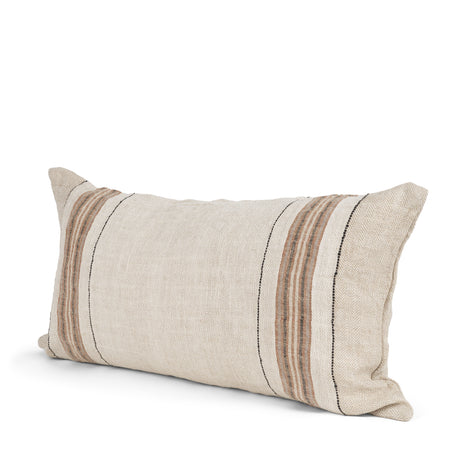 Maeve 14x26 Lumbar Natural Linen w/ Orange Stripes Decorative Pillow Cover from Mercana - Luna Furniture