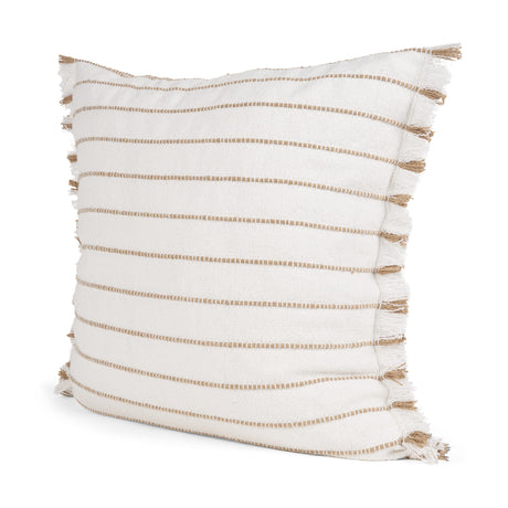 Willow 20x20 Square Cream w/ Camel Stripes Decorative Pillow Cover from Mercana - Luna Furniture