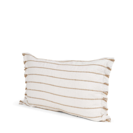 Willow 13x21 Lumbar Cream w/ Camel Stripes Decorative Pillow Cover from Mercana - Luna Furniture