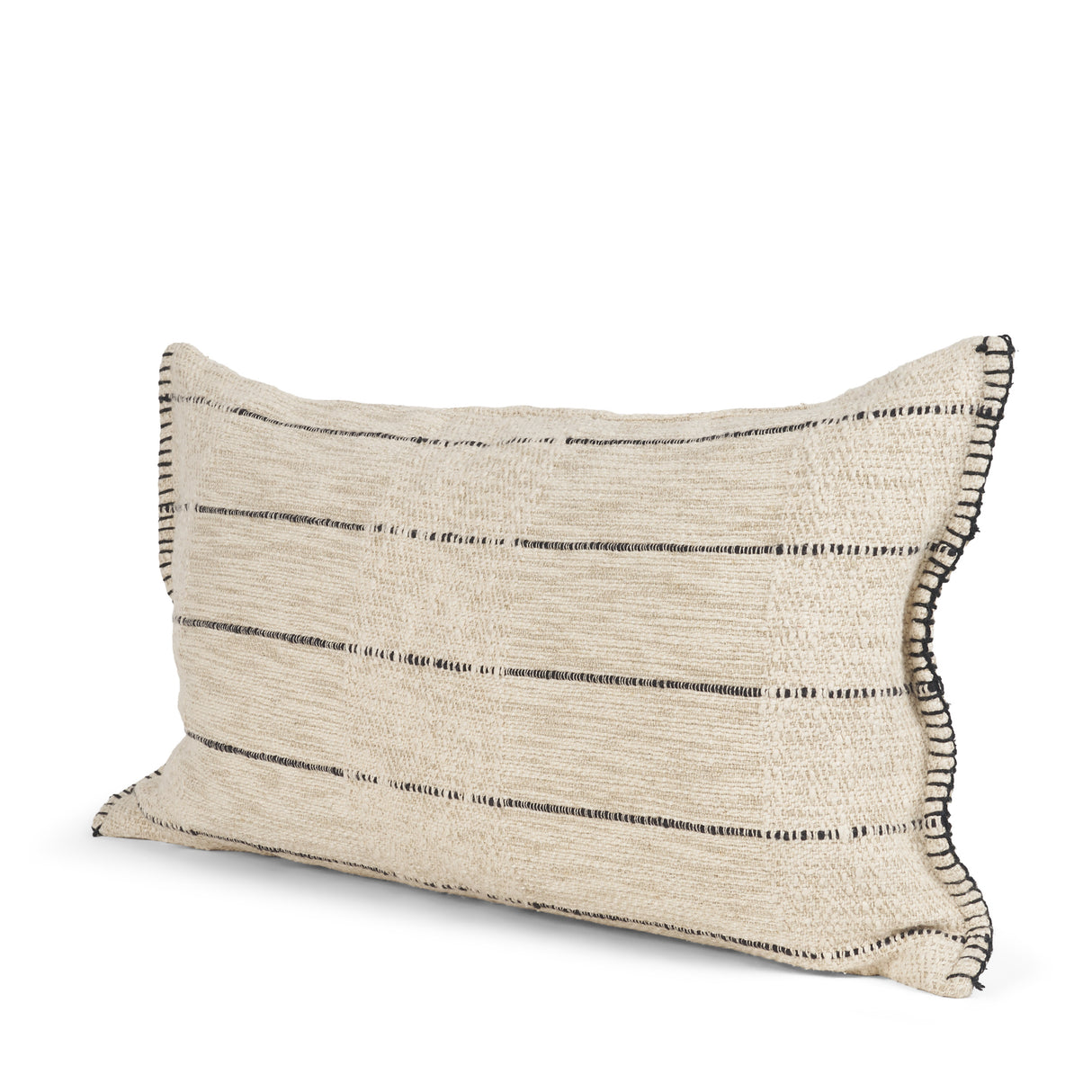 Lyle 14x26 Lumbar Oatmeal w/ Black Stripes Decorative Pillow Cover from Mercana - Luna Furniture