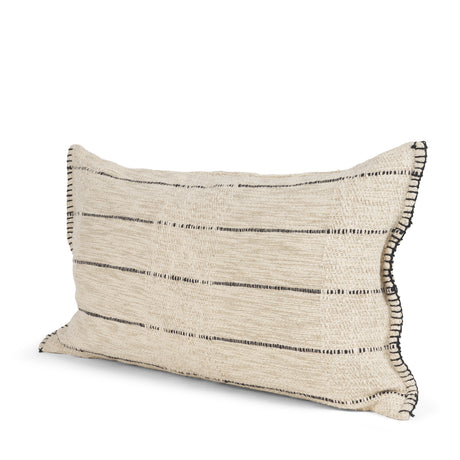 Lyle 14x26 Lumbar Oatmeal w/ Black Stripes Decorative Pillow Cover from Mercana - Luna Furniture