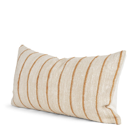 Merrick 14x26 Lumbar Natural Beige w/ Orange Stripes Decorative Pillow from Mercana - Luna Furniture
