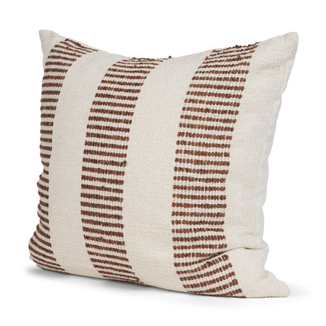 Levon 22x22 Plush Cream w/ Orange Dashed Stripes Decorative Pillow Cover from Mercana - Luna Furniture