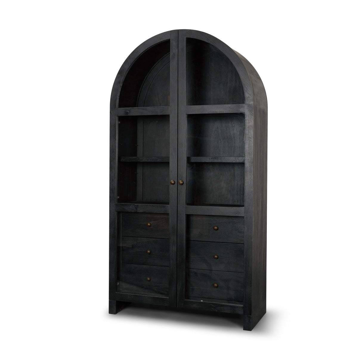 Suri Black Wood W/Glass Doors Arched Curio Cabinet from Mercana - Luna Furniture